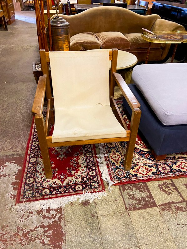 Sillón de Lona y Madera Estilo Safari