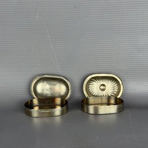 Par de Pastilleros Ovalados de Metal Plateado - imagen 3