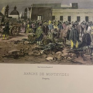 Litografía "Marché de Montevideo" de la Época Colonial e Independencia Uruguaya - imagen 2