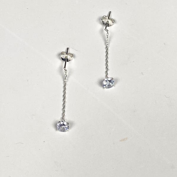 Par de Caravanas Colgantes de Plata 925 con Cristal - imagen 1