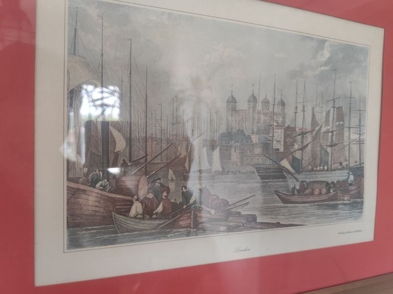 Pintura de Ciudad con Barcos y Embarcaciones - imagen 2
