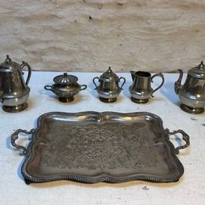 Bandeja y Juego de Té de Alpaca Grabada - imagen 1