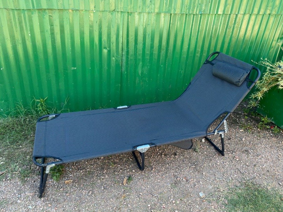 Catre plegable para camping con rayas y regulación - imagen 2