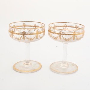Set de 24 Copas de Champagne de Cristal Hialino con Guarda Dorada - imagen 2