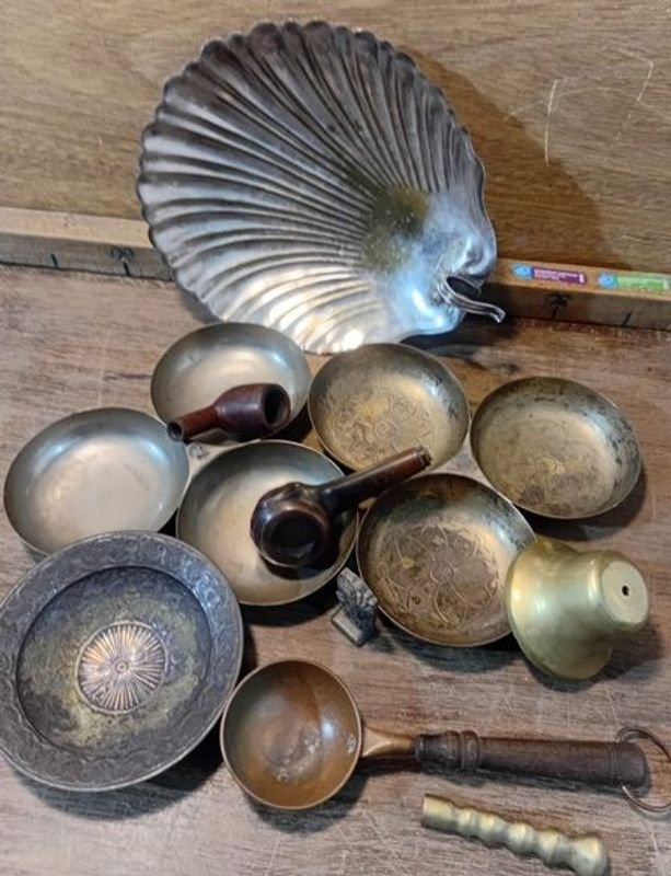 Lote siguiente: Centro de mesa Plata LAPPAZ Made in Argentina y piezas varias en bronce