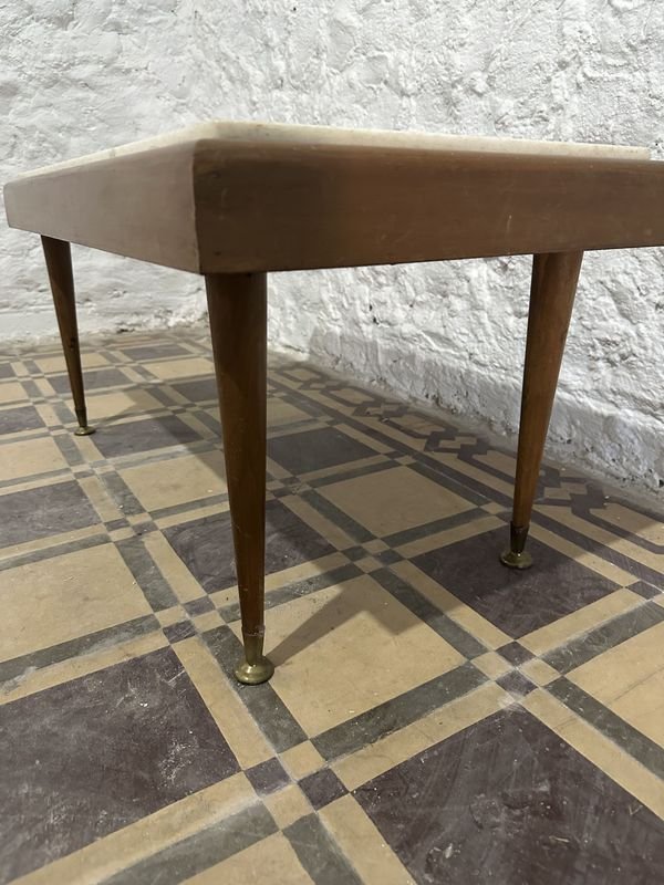 MESA RATONA MADERA Y MÁRMOL DETALLES EN BRONCE - imagen 4