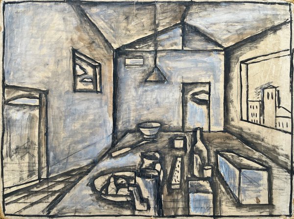 Walter Deliotti "Escena Interior" Óleo sobre Cartón - 38 x 50 cm - imagen 1
