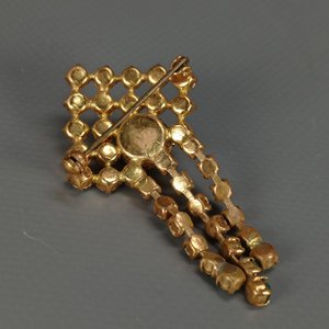 Prendedor Vintage Dorado con Piedras Verdes Esmeralda Fantasía - imagen 7