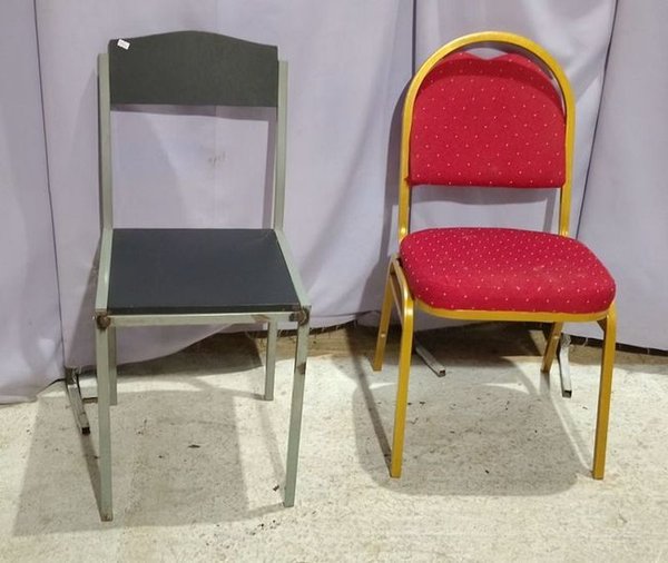 Set de 2 Sillas de Caño Tapizadas (Roja y Gris) - imagen 1