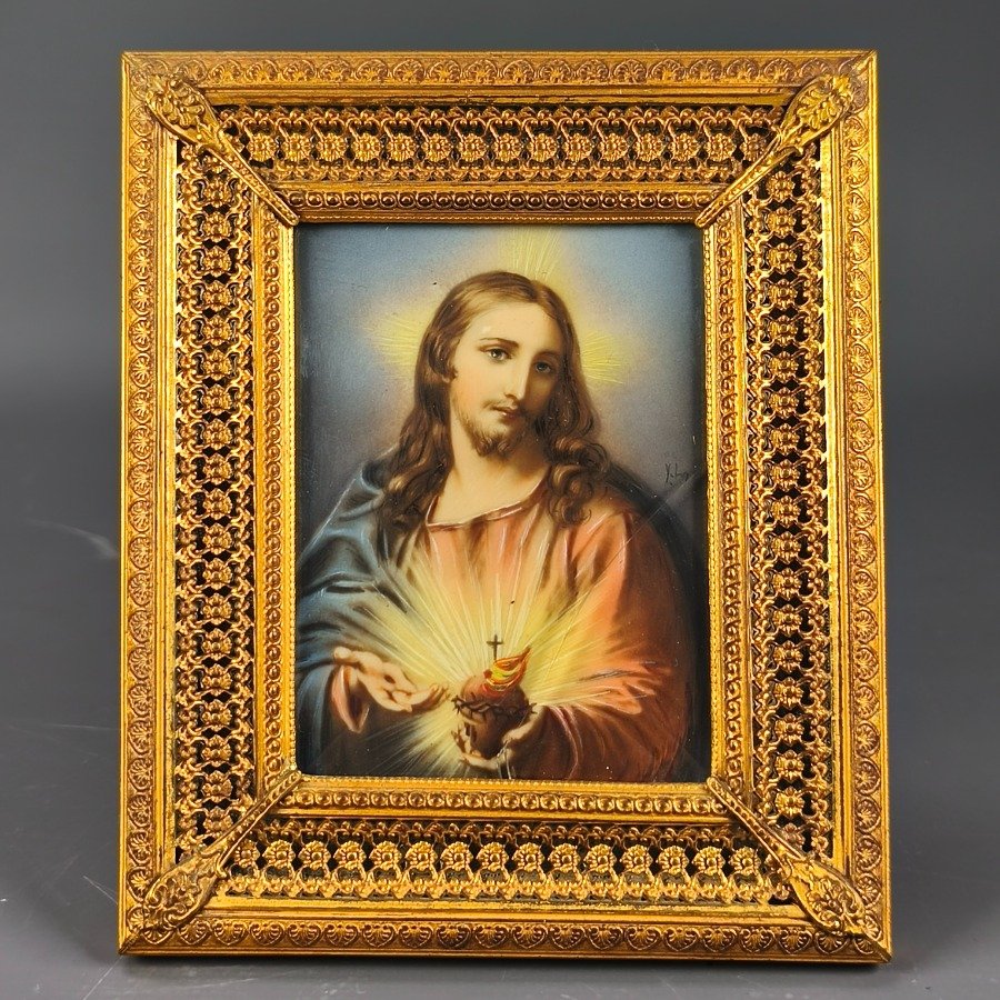 Miniatura pintada a mano del Sagrado Corazón - imagen 2