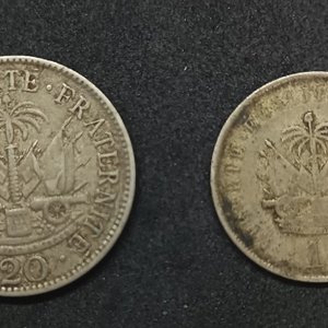 Lote de 2 Monedas de Haití: 10 Centésimos 1906 y 20 Centésimos 1907 - imagen 3