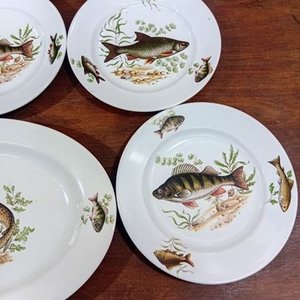 Fuente Oval y 5 Platos de Cerámica con Diseño de Peces - imagen 6