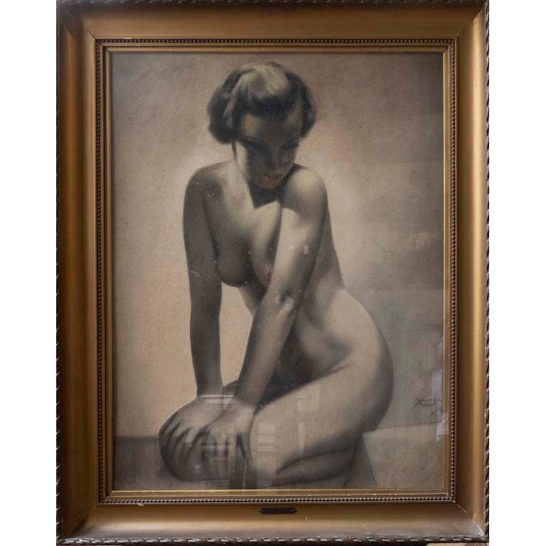 Obra de Walter Mon "Desnudo" en Pastel, 85 x 68 cm