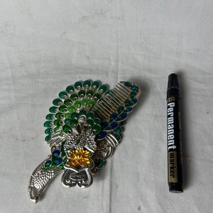 Set de Tocador Antiguo: Espejo y Peine con Diseño de Pavo Real - imagen 8