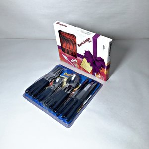 Juego de Cubiertos Barichello Inox 24 Piezas con Cabo Azul y Set de Torteras - imagen 1