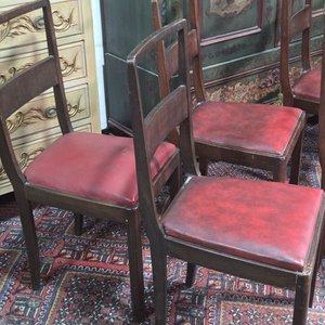 Juego de 8 Sillas de Roble con Asientos de Cuerina Roja - imagen 5