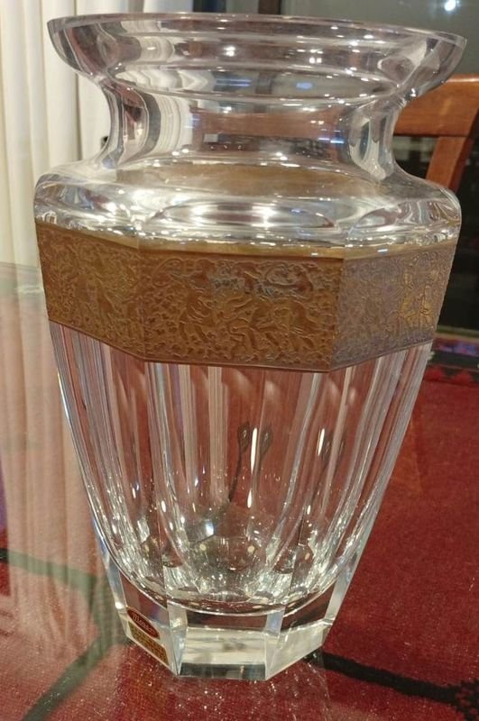 Demencial Florero en cristal checo con banda de oro aplicado - imagen 4