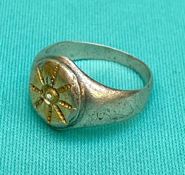 Anillo antiguo en plata y oro, estilo gauchesco - imagen 5