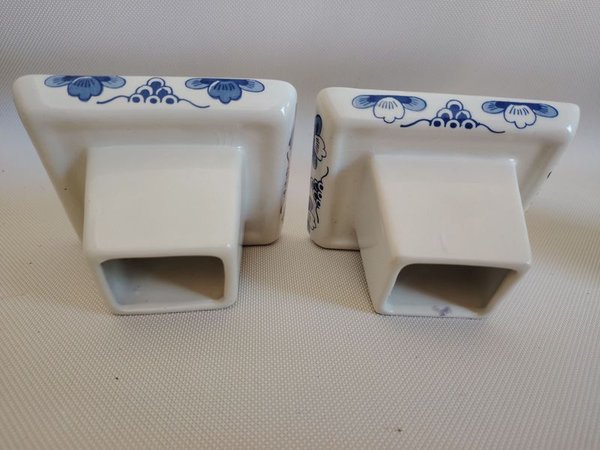 Dos piezas de porcelana pintadas a mano Holanda con azul oxido de cobalto - imagen 4