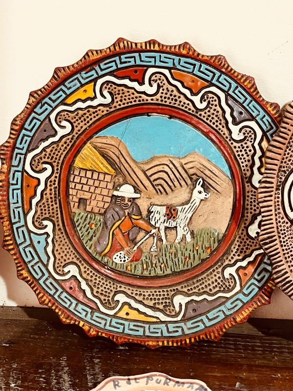 4 PLATOS DECORATIVOS DE BARRO - imagen 2