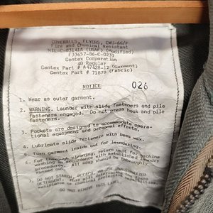 Mameluco Piloto Americano CWU-66/P Antiflama y Químico Talle 40 Regular 1986 - imagen 2