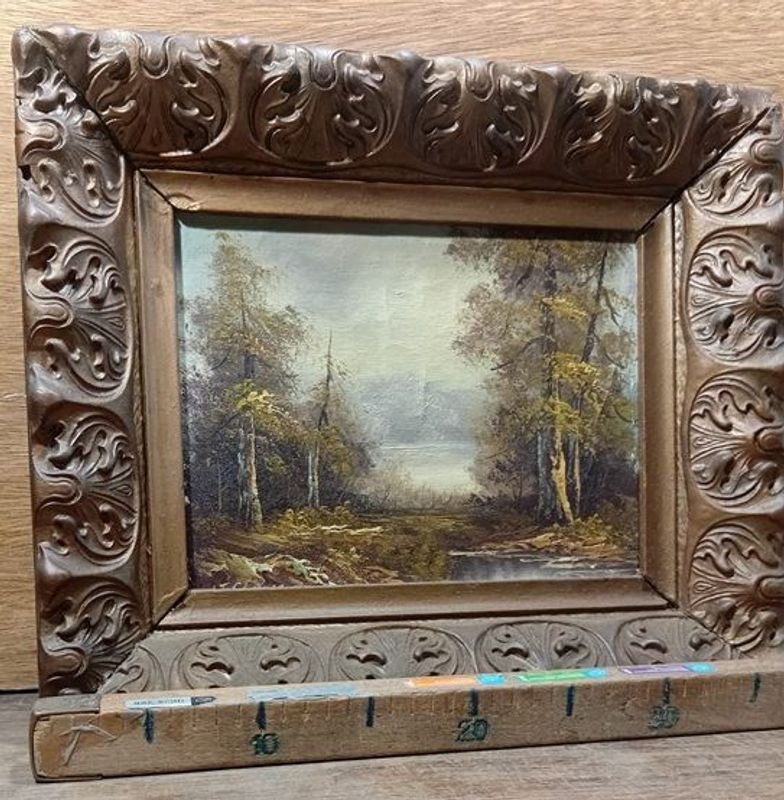 Pintura antigua en marco de madera - imagen 3