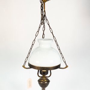 Colgante de Bronce con Pantalla Opalina y Depósito - imagen 1