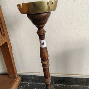 Cenicero de Pie Vintage en Madera y Bronce - imagen 1