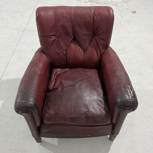 Sillón de Cuero Genuino Bordeaux para Restaurar - imagen 1