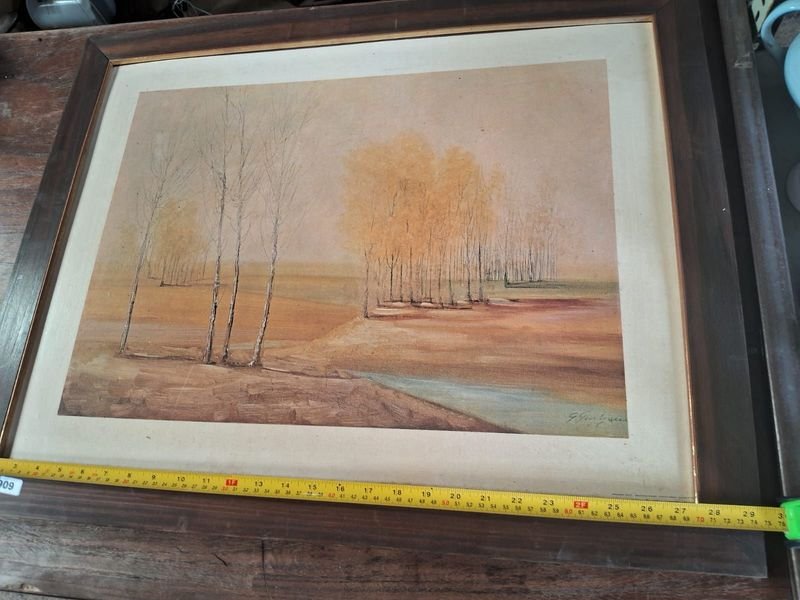 Pintura al óleo enmarcada, paisaje natural - imagen 4