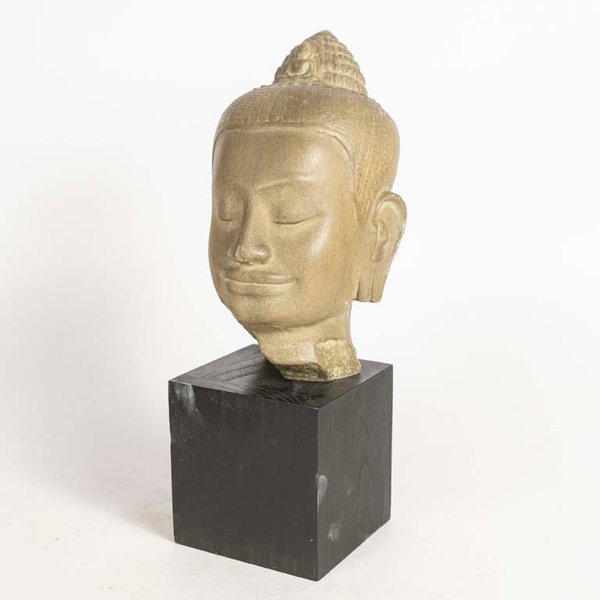 Escultura Cabeza de Buda Camboyano Antigua