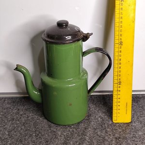 Cafetera Esmaltada Verde Grande Antigua - imagen 1