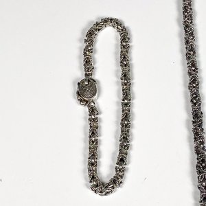 Conjunto de Cadena y Pulsera de Plata Mexicana Eslabón Torneado - imagen 3