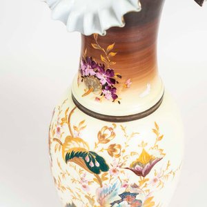 Florero Isabelino de Opalina y Esmalte con Flores Pintadas - 52 cm - imagen 2
