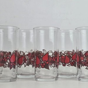 Lote de 12 Vasos Vintage con Diseños de Círculos y Frutas - imagen 3
