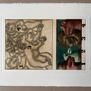 Grabado "El asno disfrazado de león" de Luis Alberto Solari - Edición 155/200 - imagen 2
