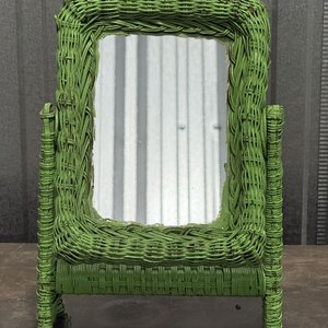 Espejo Decorativo con Marco de Mimbre Verde - imagen 6