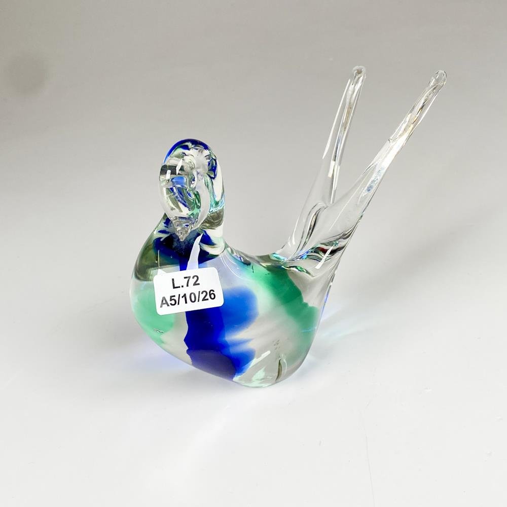 Figura de cristal murano ave, altura 11 cm
