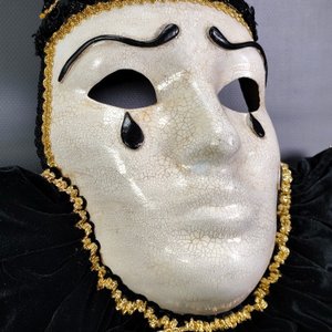 Máscara Pierrot Veneciana Decorativa con Inscripción Interior - 30cm - imagen 9