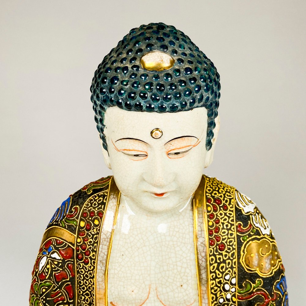 Figura buda de loza satsuma, altura 28 cm - imagen 2