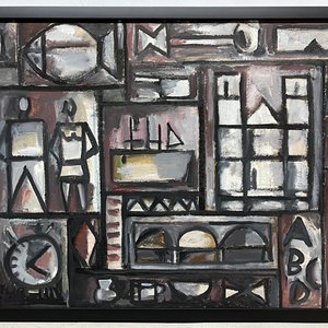 Oleo "Constructivo blanco y negro" de Jonio Montiel - 38 x 59 cm - imagen 2