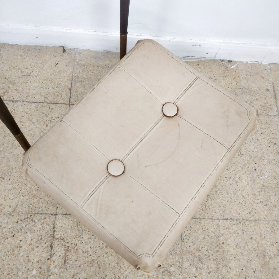 Antiguo despojador de diseño en metal con asiento tapizado - imagen 5