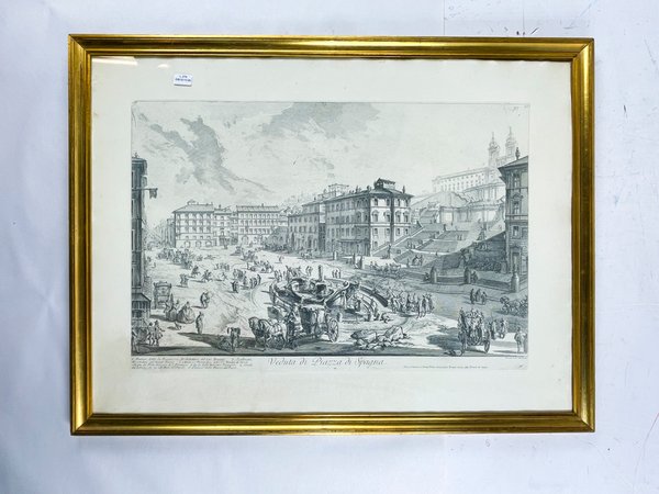 Grabado "Veduta di Piazza di Spagna" Marco Dorado