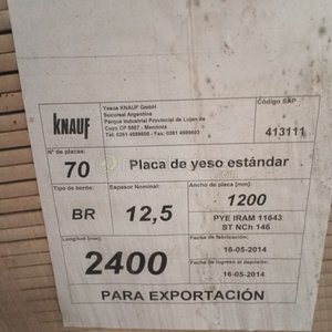 Lote anterior: Placas de Yeso Knauf para Exportación