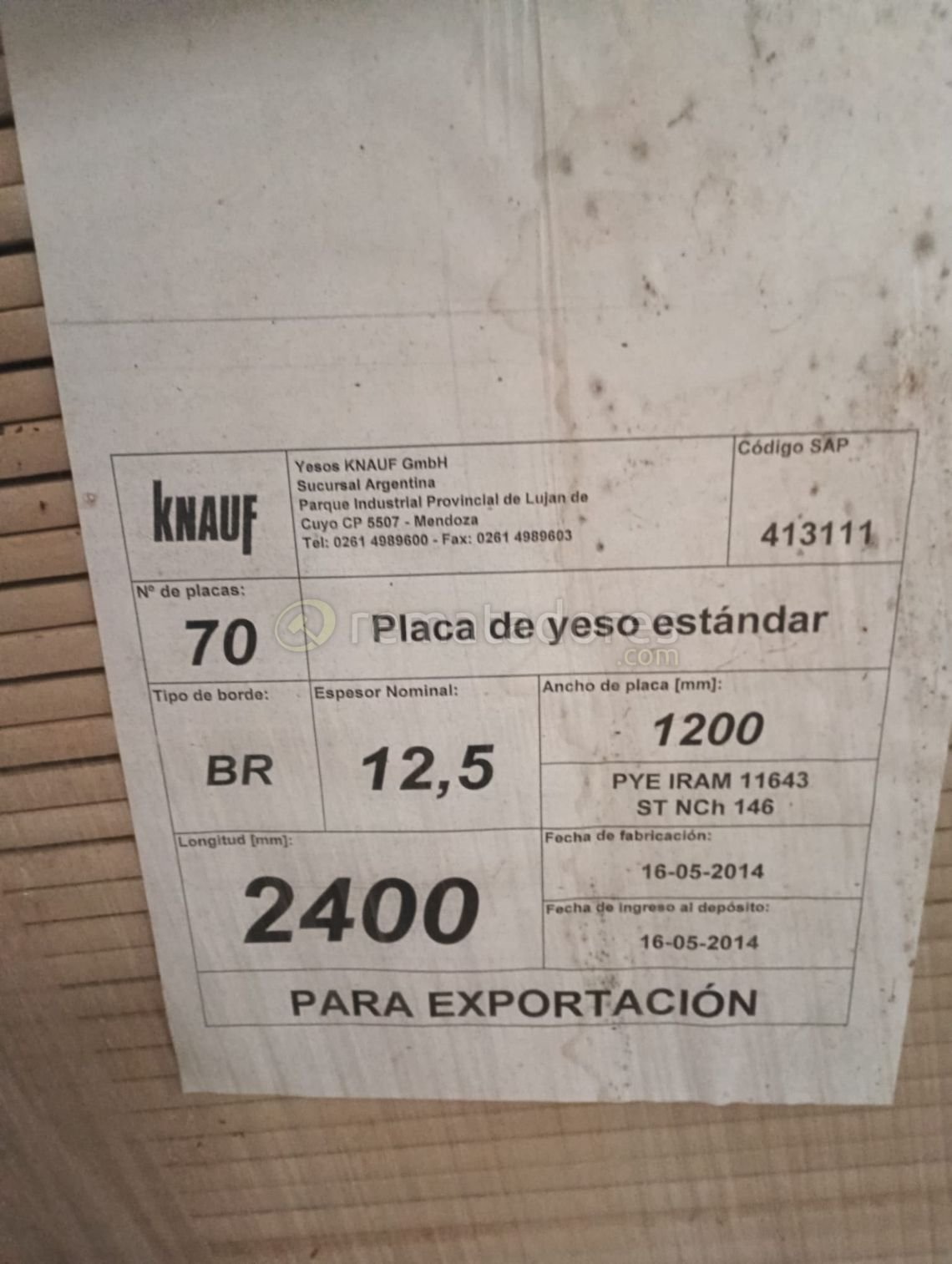 Placas de Yeso Knauf para Exportación