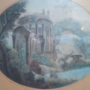 Lote anterior: Acuarela ovalada motivo jardín
