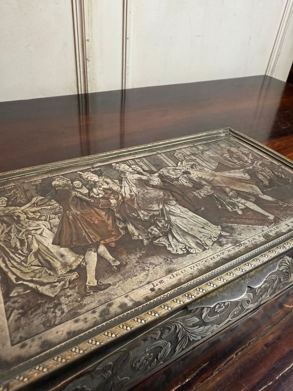 Caja de almacenamiento en cobre trabajado a la mano - imagen 4