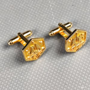 Par de Gemelos Dorados con Barco y Rosario de Vidrio y Bronce - imagen 7