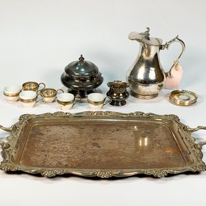 Bandeja de Metal con Jarra, Azucarero y Pocillos Estilo Vintage - imagen 3