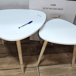 Juego de 2 Mesas Auxiliares Nido Estilo Nórdico, Laqueadas Blancas - imagen 4